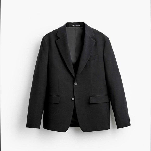 ZARA Black Two Buttons Closure Blazer Size Small - Picture 1 of 16